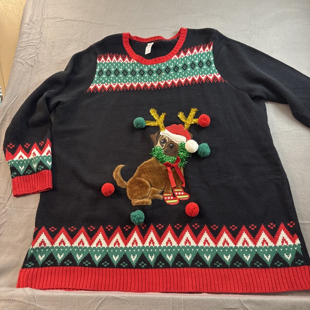Pug Ugly Christmas Sweater 3Xl Holiday Time